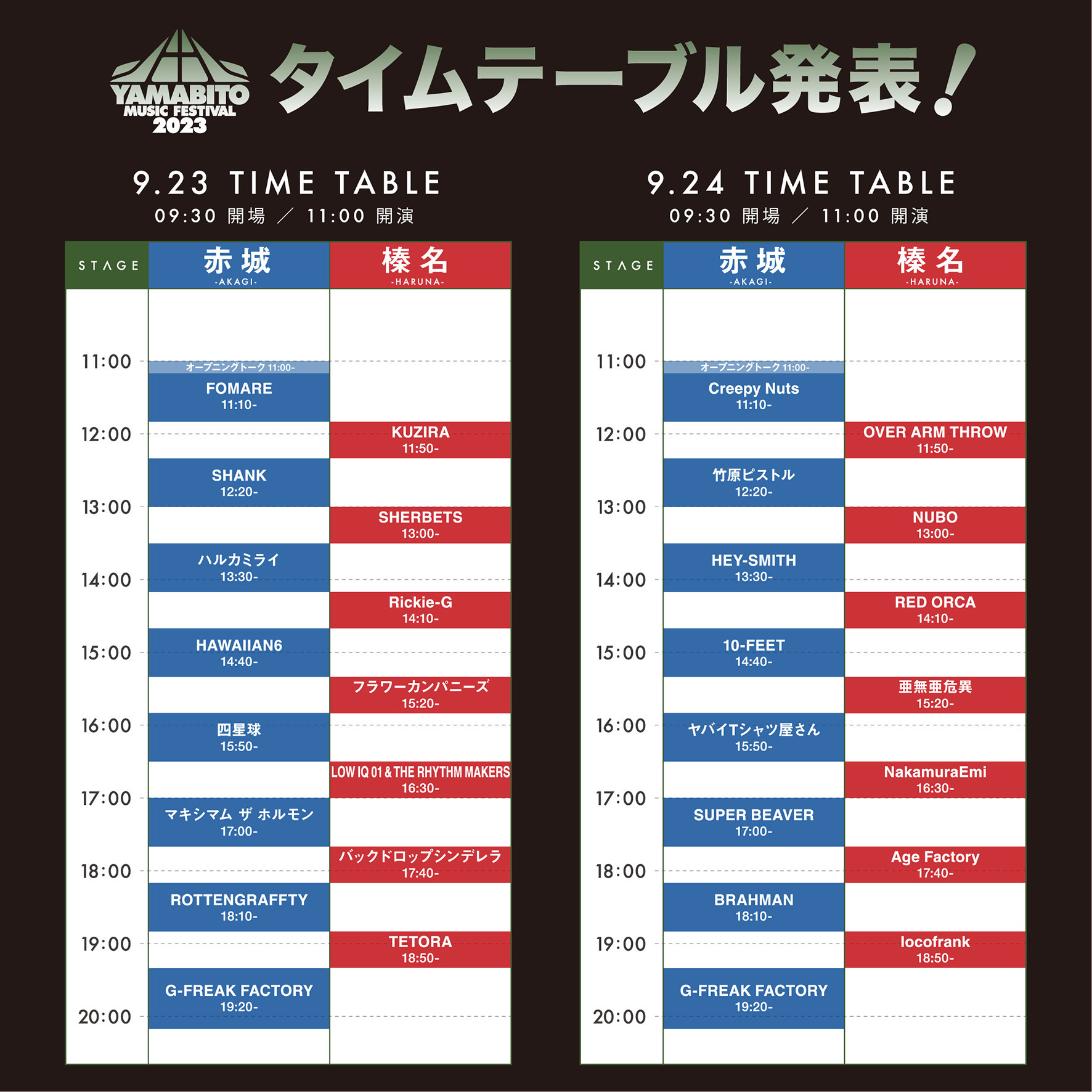 山人音楽祭2023（9.24 @日本トーターグリーンドーム前橋／群馬県前橋市）タイムテーブル発表！ | 10-FEET OFFICIAL WEB  SITE