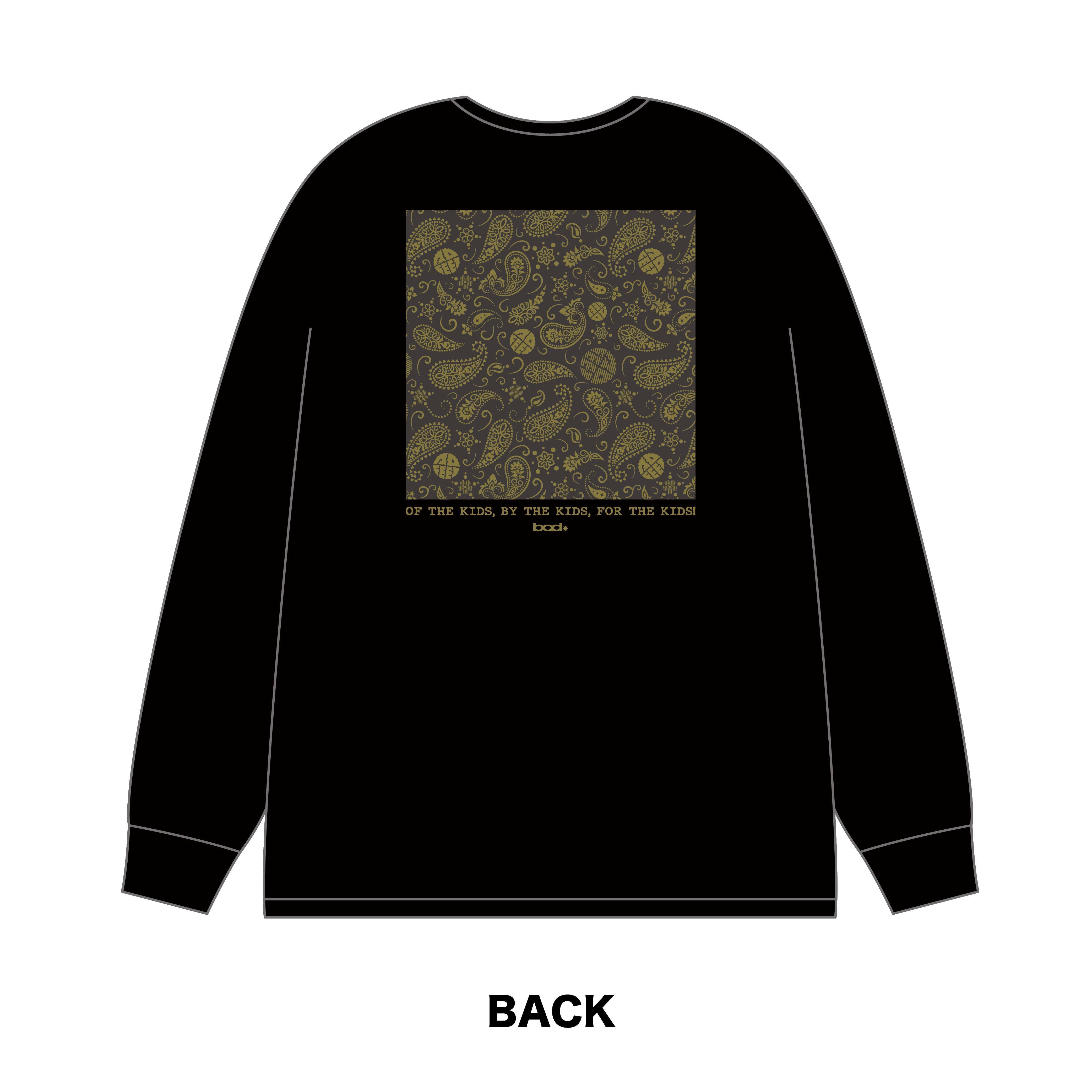 ペイズリープリント ロングスリーブTシャツ（黒 x カーキ） | 10-FEET 
