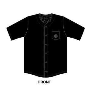 リバーシブルベースボールシャツ（黒 x グレー）