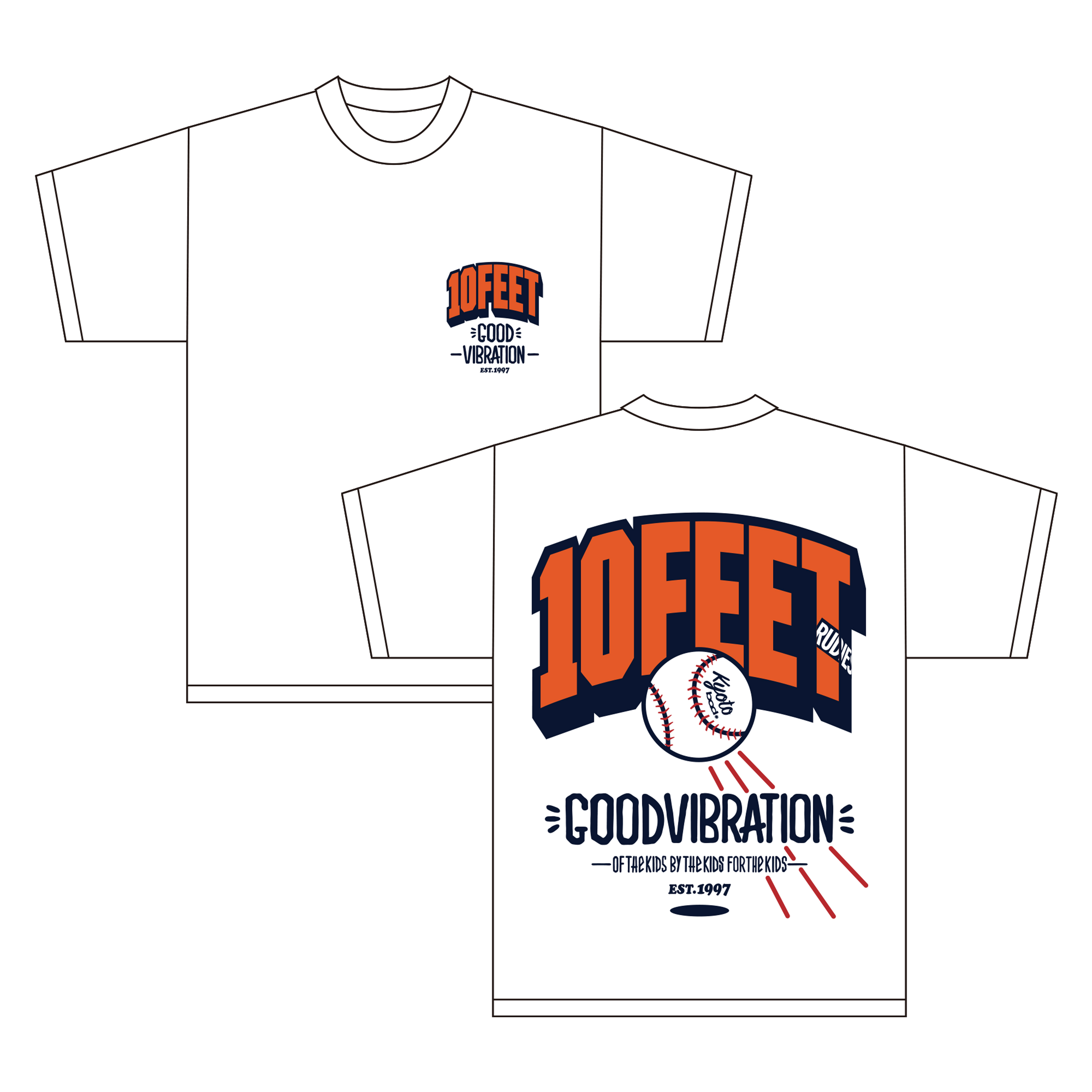 10-FEET × RUDIE'S Wネーム baseball Tシャツ
